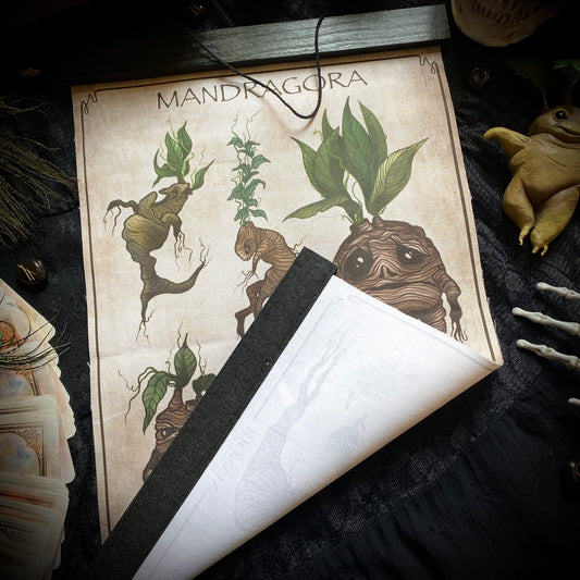 Mandragora. Poster en tissu et bois de pin. Largeur 28 cm