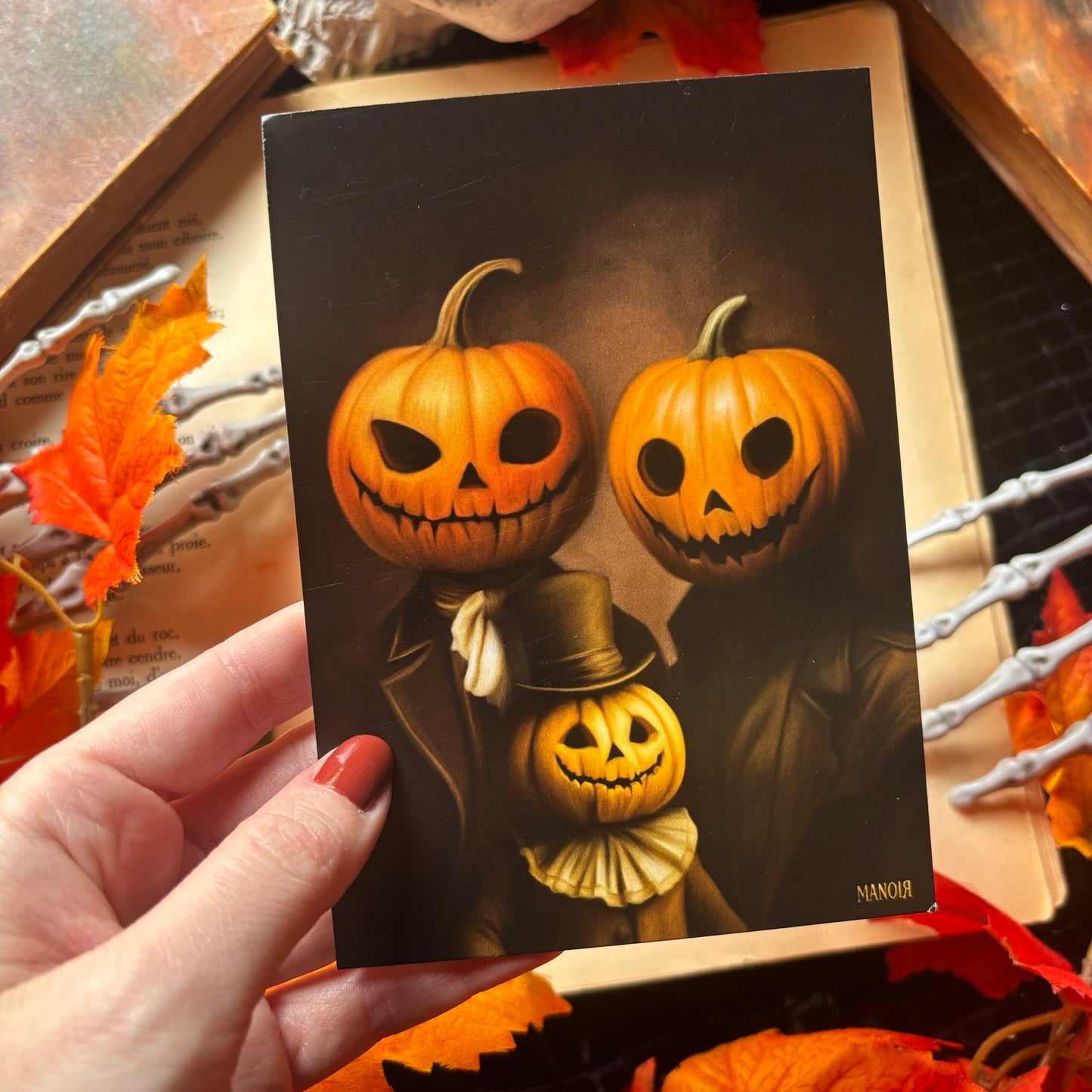Portrait de famille. Illustration citrouilles. Impression A4 ou A6