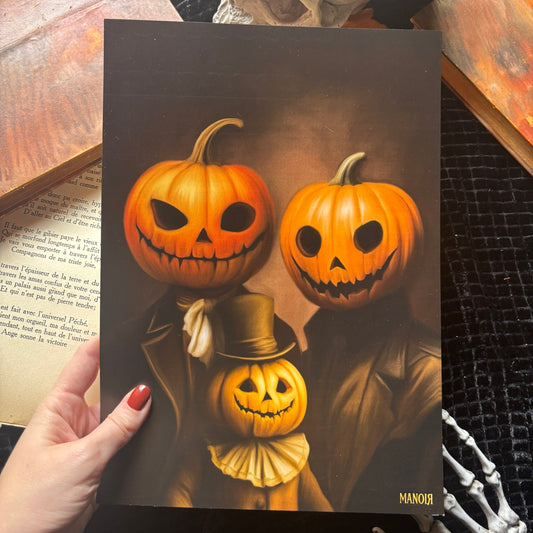 Portrait de famille. Illustration citrouilles. Impression A4 ou A6