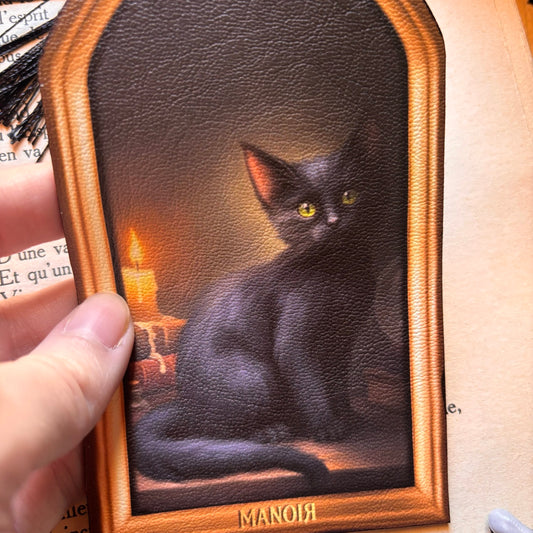 Le chat de la Sorcière. Marque Page chat noir