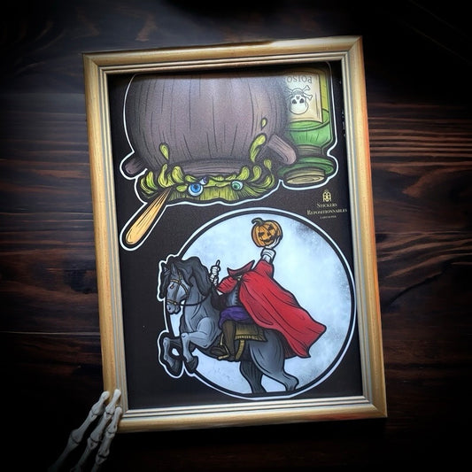 Le chaudron du Cavalier sans tête. Stickers repositionnables. A4 à découper.
