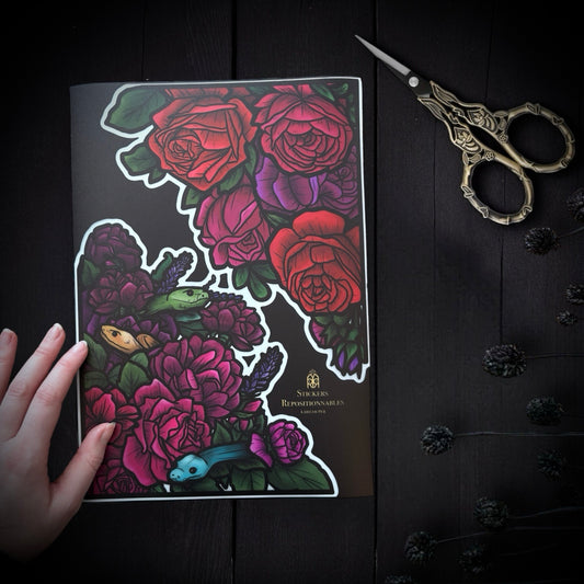 Du venin dans les roses. Sticker repositionnable. À assortir aux coins fleurs de cerisier. A4 à découper.