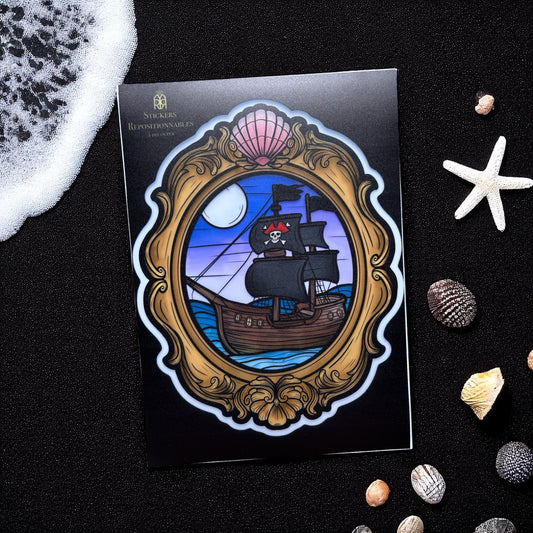 Bateau pirate. Stickers repositionnables. A4 à découper.