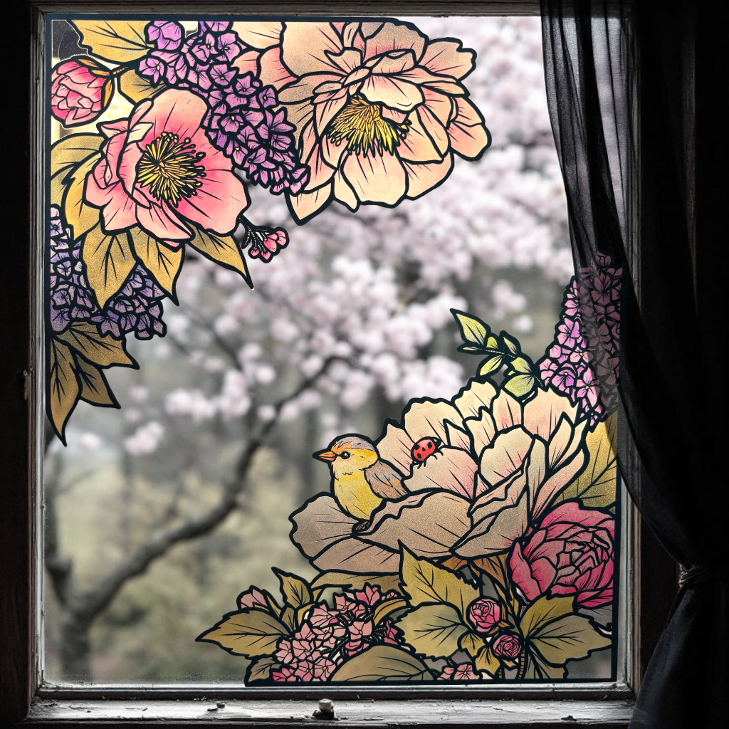 Le chant des pivoines. Stickers repositionnables. A4 à découper.