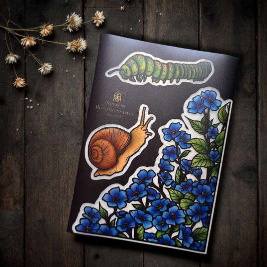 Les Myosotis. Stickers vitrail. Repositionnables. A4 à découper.