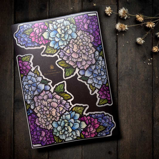 Les Hortensias. Stickers repositionnables. A4 à découper.