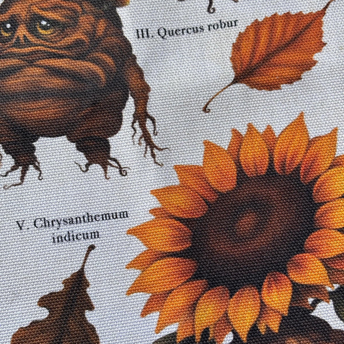 Poster tissu Mandragores d’Automne. Décoration murale botanique dark academia. Largeur 28 cm