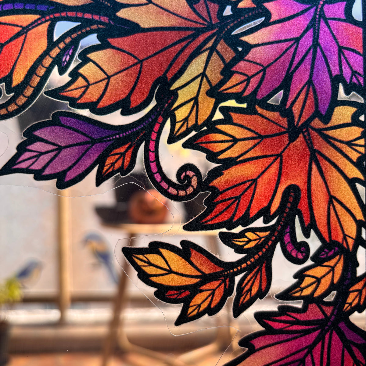 Forêt d’Halloween. Stickers fenêtre vitrail. Décoration repositionnable à découper