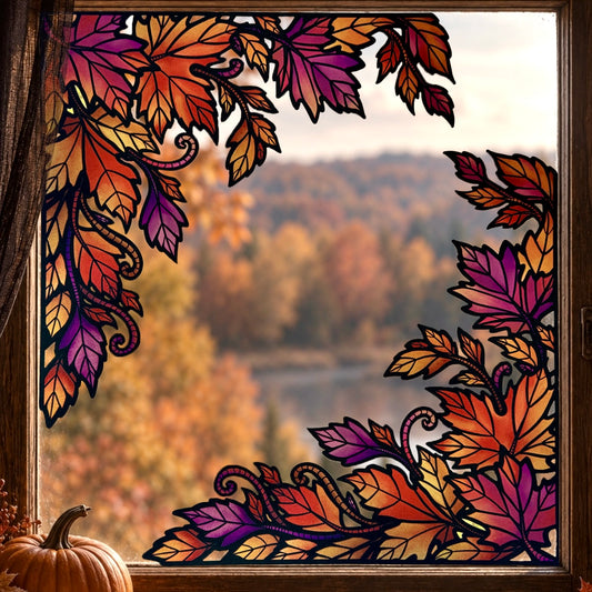 Forêt d’Halloween. Stickers fenêtre vitrail. Décoration repositionnable à découper