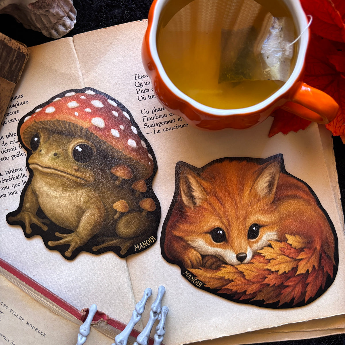 Sous-tasse Renard d’Automne en Simili cuir illustré