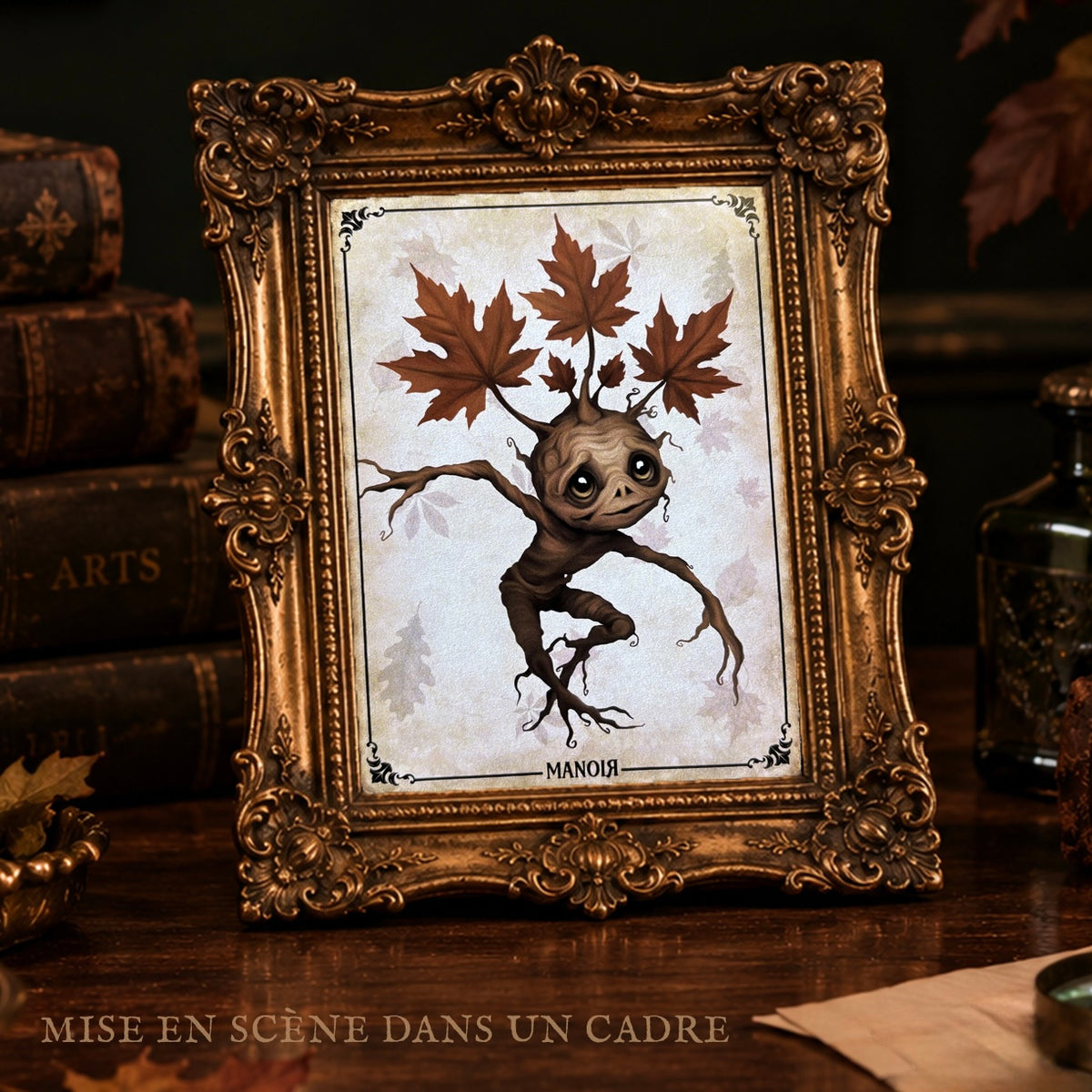 Carte postale Mandragore Érable. Illustration automnale