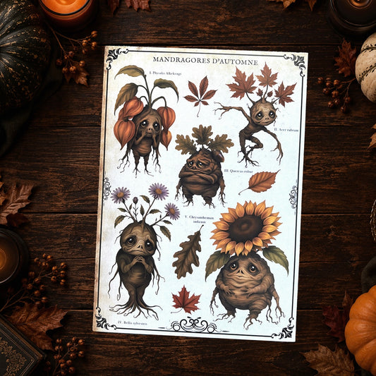 Impression A4 « Mandragores d’Automne ». Affiche botanique