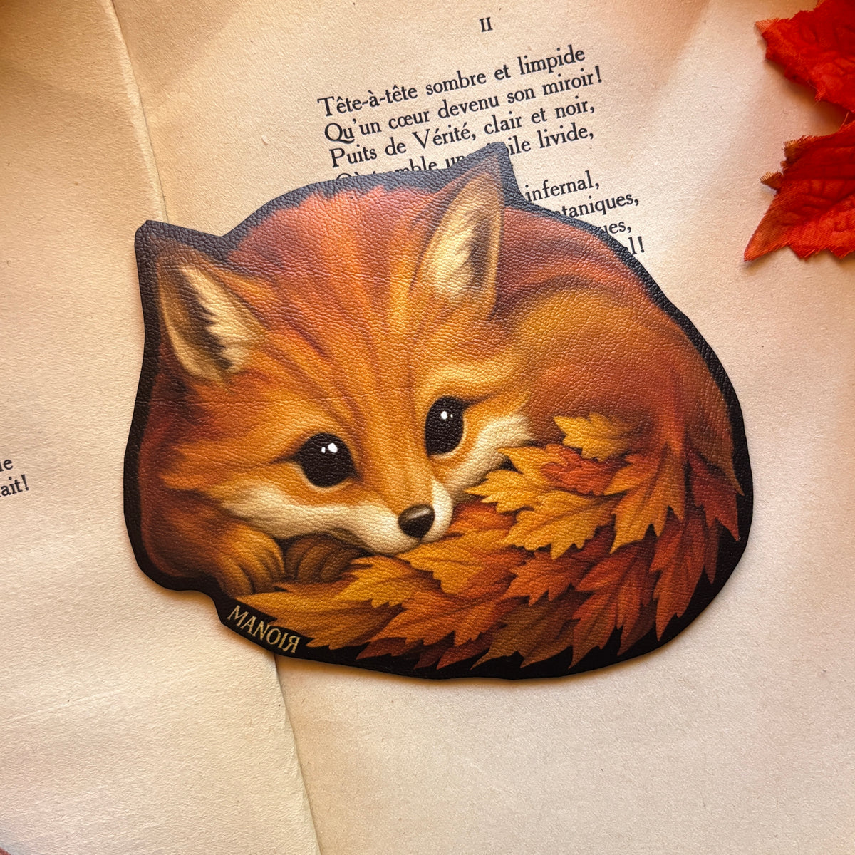 Sous-tasse Renard d’Automne en Simili cuir illustré