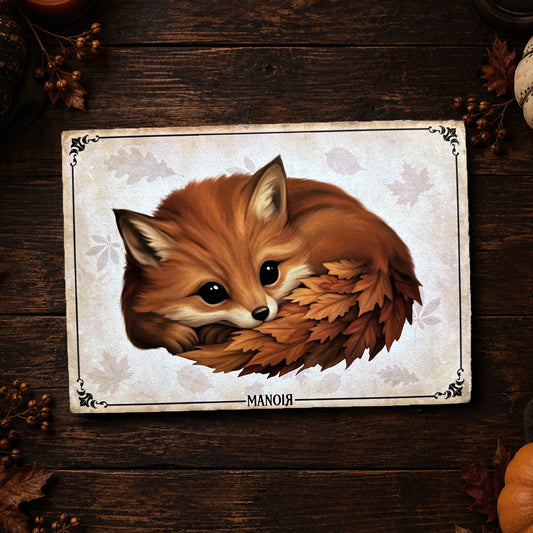 Carte postale Renard de Feuilles. Illustration automnale