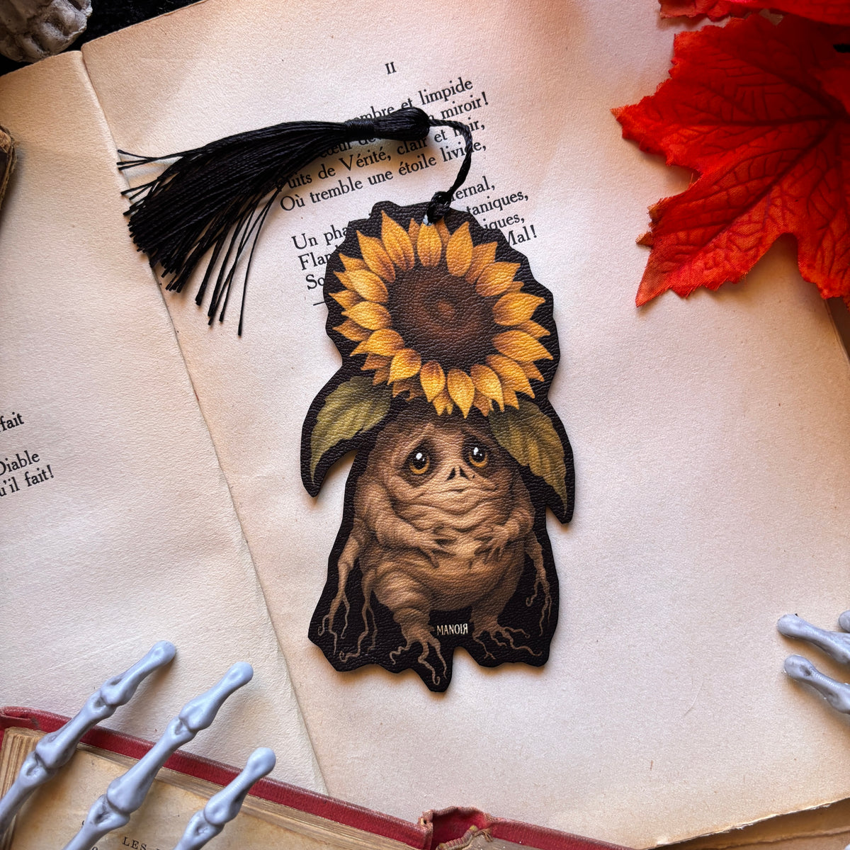 Marque Page/Decoration Mandragore Tournesol en Simili cuir illustré