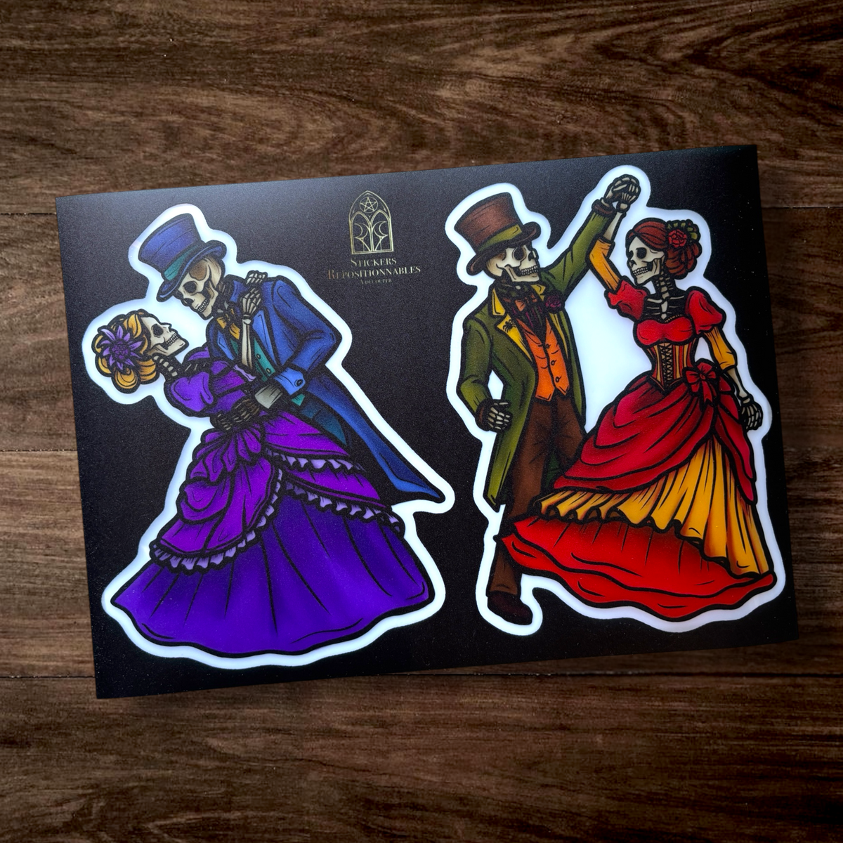 Danse Macabre. Stickers fenêtre vitrail. Décoration repositionnable à découper