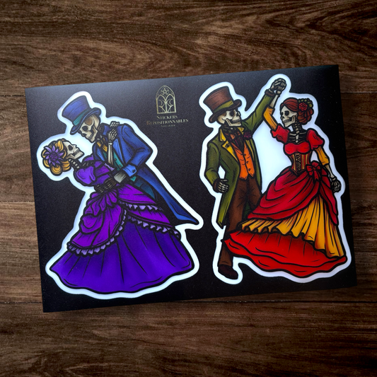 Danse Macabre. Stickers fenêtre vitrail. Décoration repositionnable à découper