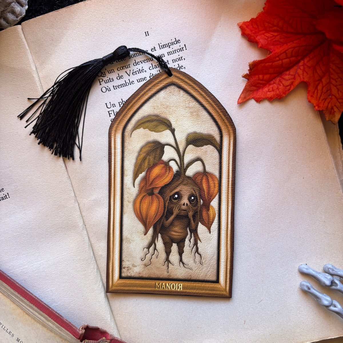 Marque Page/Decoration Mandragore Physalis en Simili cuir illustré