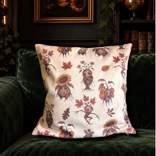 Mandragores d’automne. Housse de coussin en velours 45x45