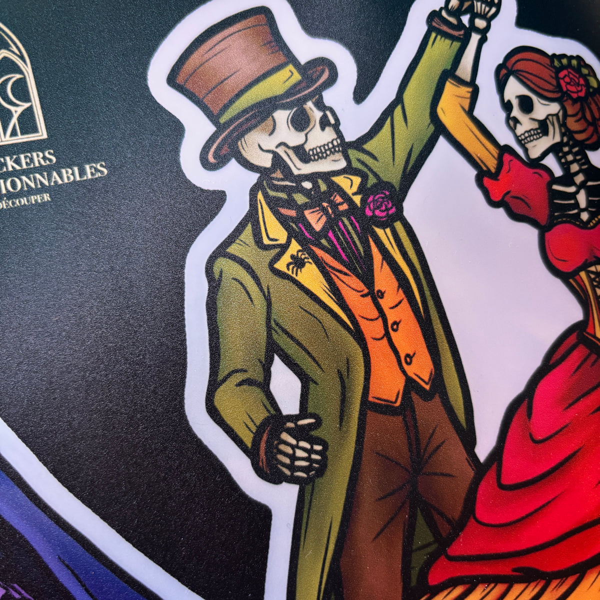 Danse Macabre. Stickers fenêtre vitrail. Décoration repositionnable à découper
