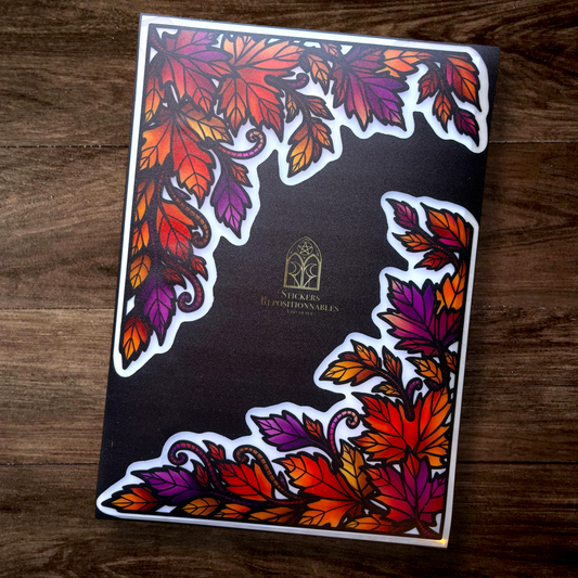 Forêt d’Halloween. Stickers fenêtre vitrail. Décoration repositionnable à découper