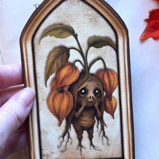 Marque Page/Decoration Mandragore Physalis en Simili cuir illustré