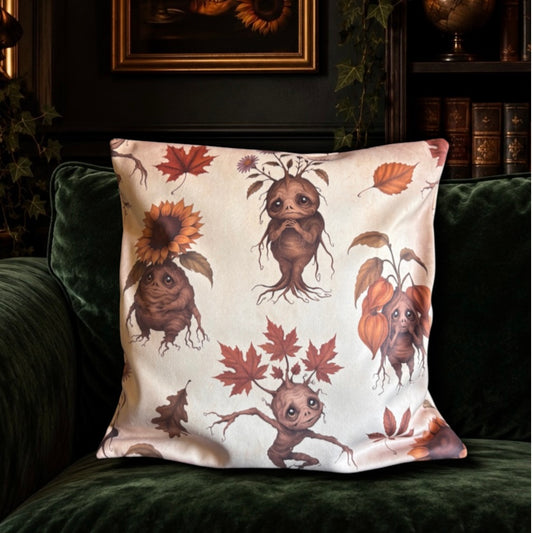 Mandragores d’automne. Housse de coussin en velours 45x45