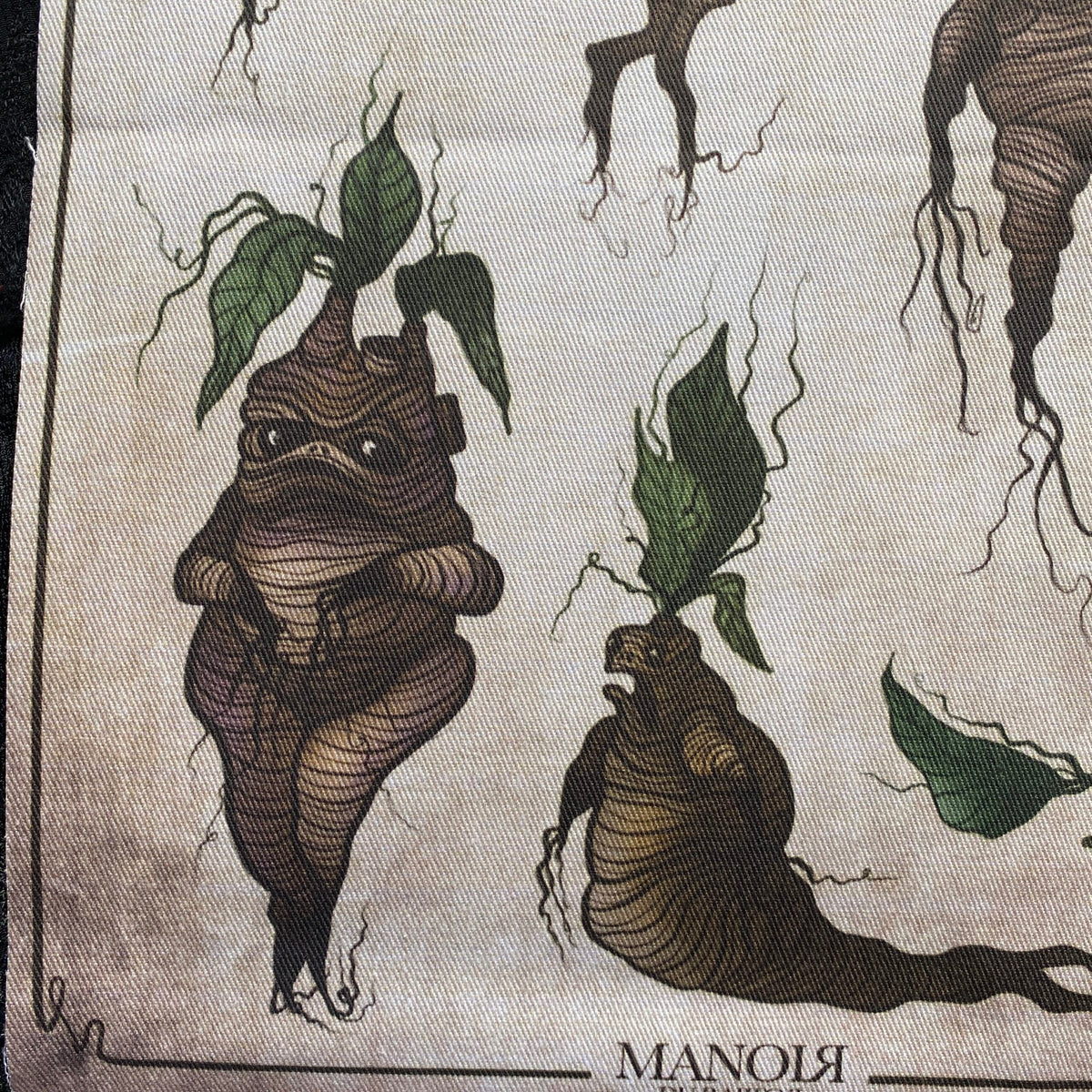 Mandragora. Poster en tissu et bois de pin. Largeur 28 cm