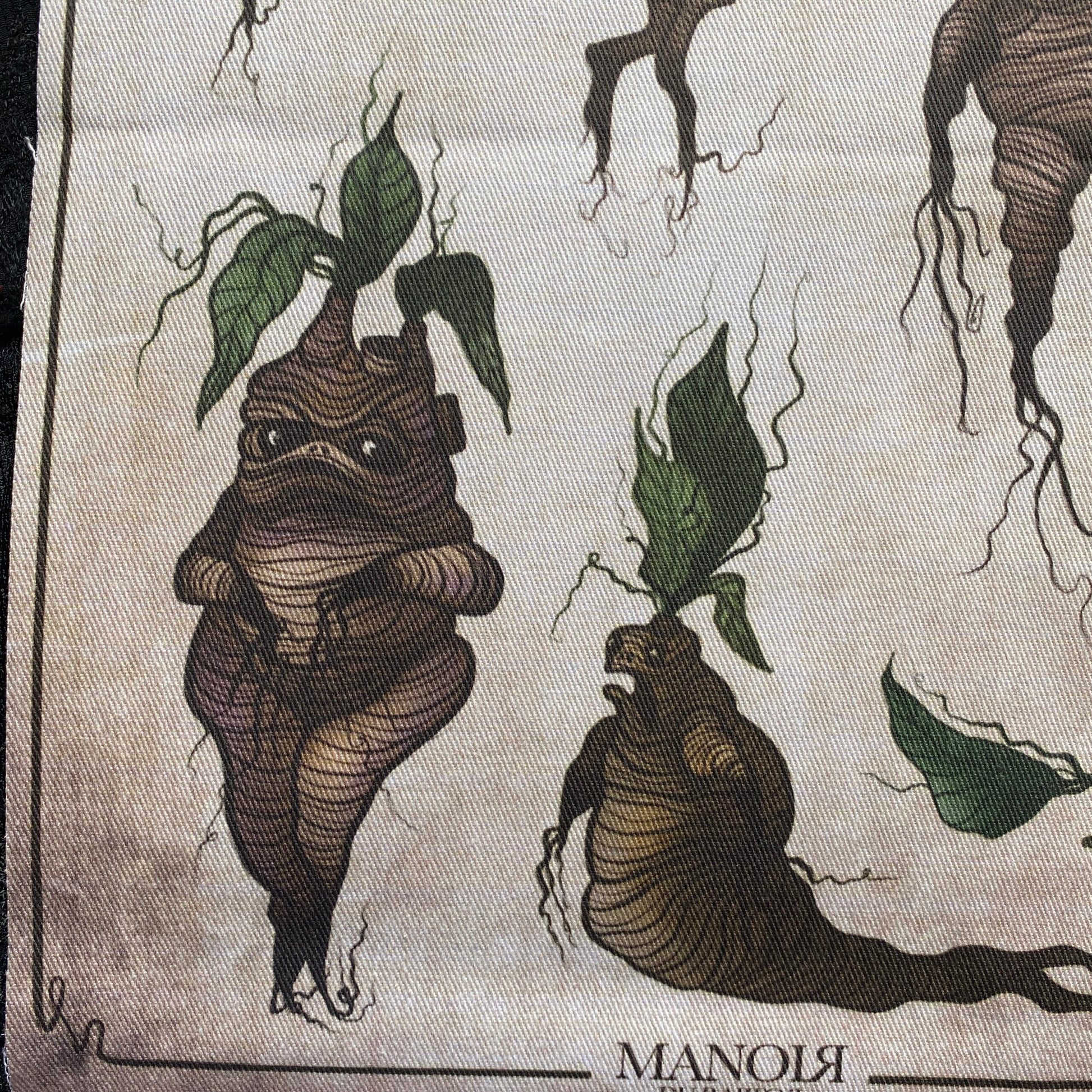 Mandragora. Poster en tissu et bois de pin. Largeur 28 cm