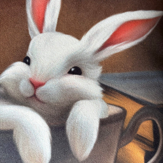 L’heure du Lapin. Housse de coussin velours