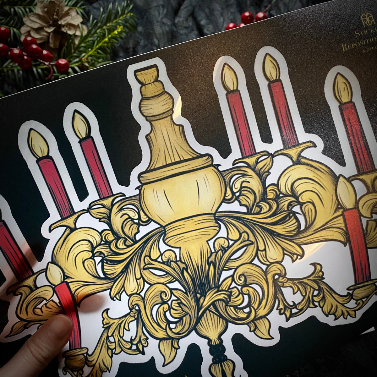 Chandelier. Stickers repositionnables. A4 à découper