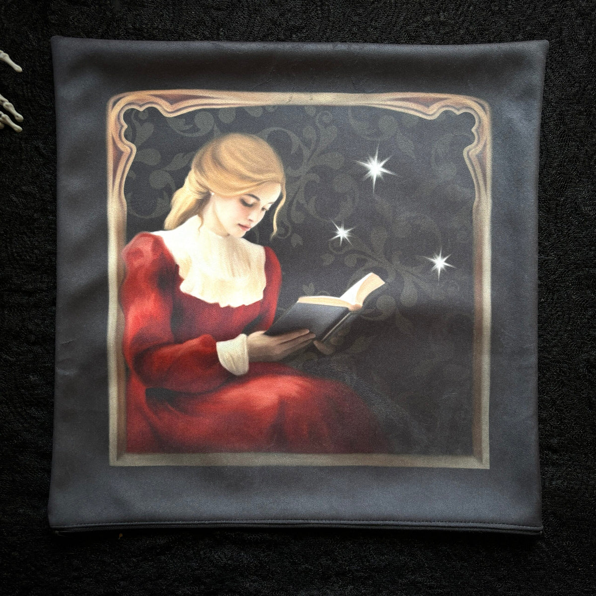 À la bibliothèque. Housse de coussin