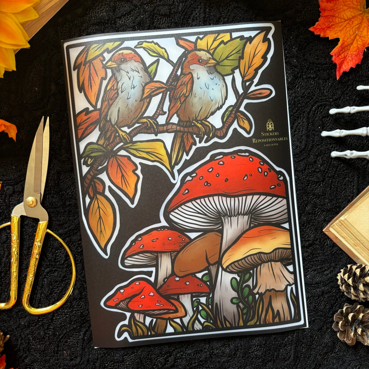 Stickers repositionnables. Forêt d'Automne. A4 à découper.
