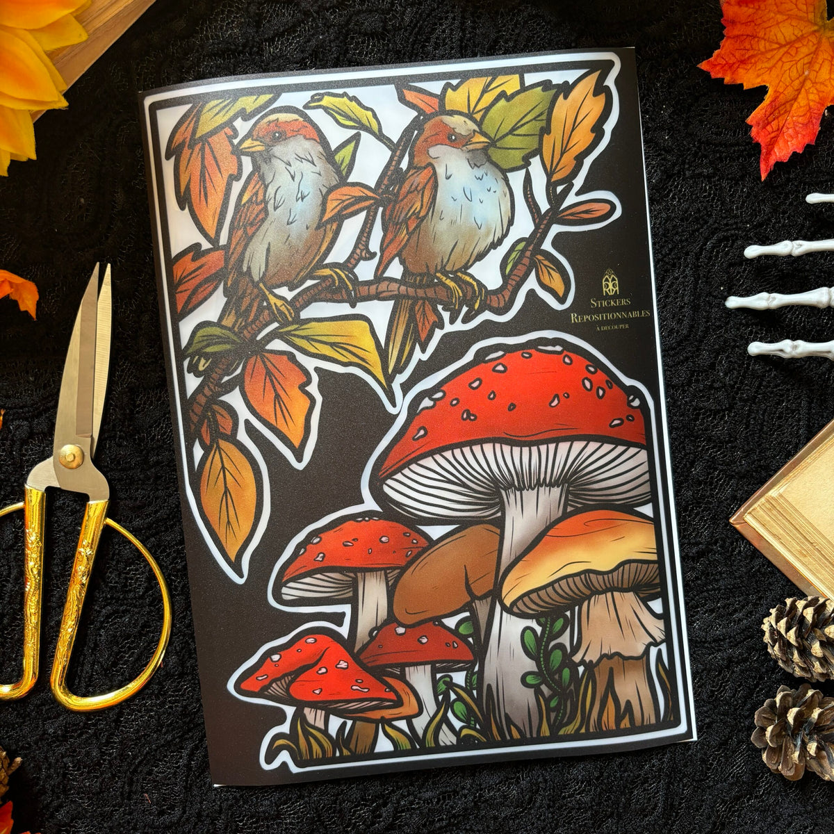 Stickers repositionnables. Forêt d'Automne. A4 à découper.
