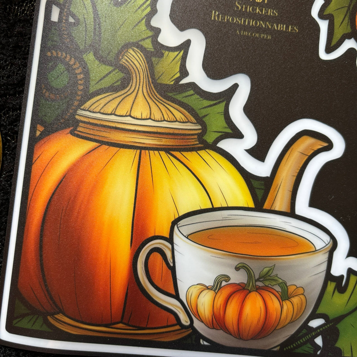 Stickers repositionnables. Thé à la citrouille. A4 à découper.