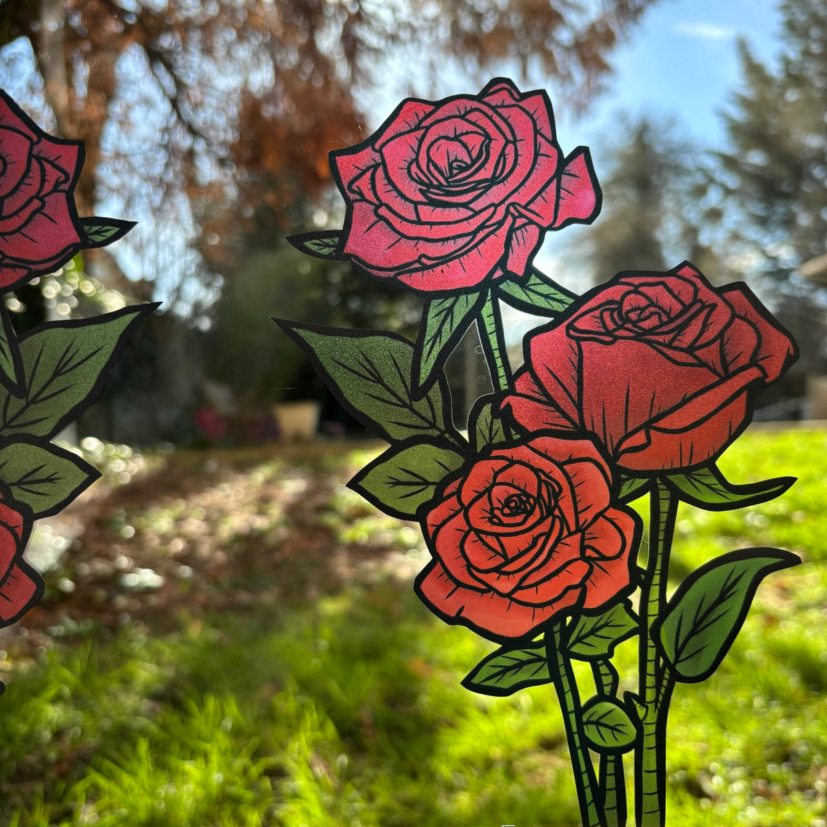 Parterre de roses. Stickers repositionnables. A4 à découper.