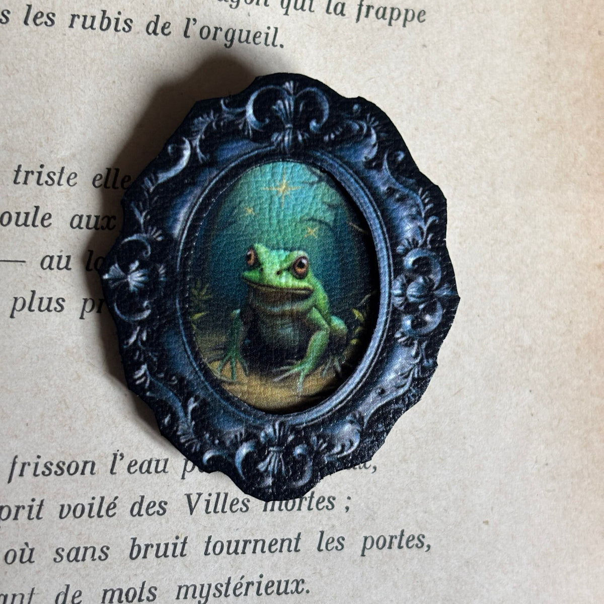 Broche. La lune des grenouilles