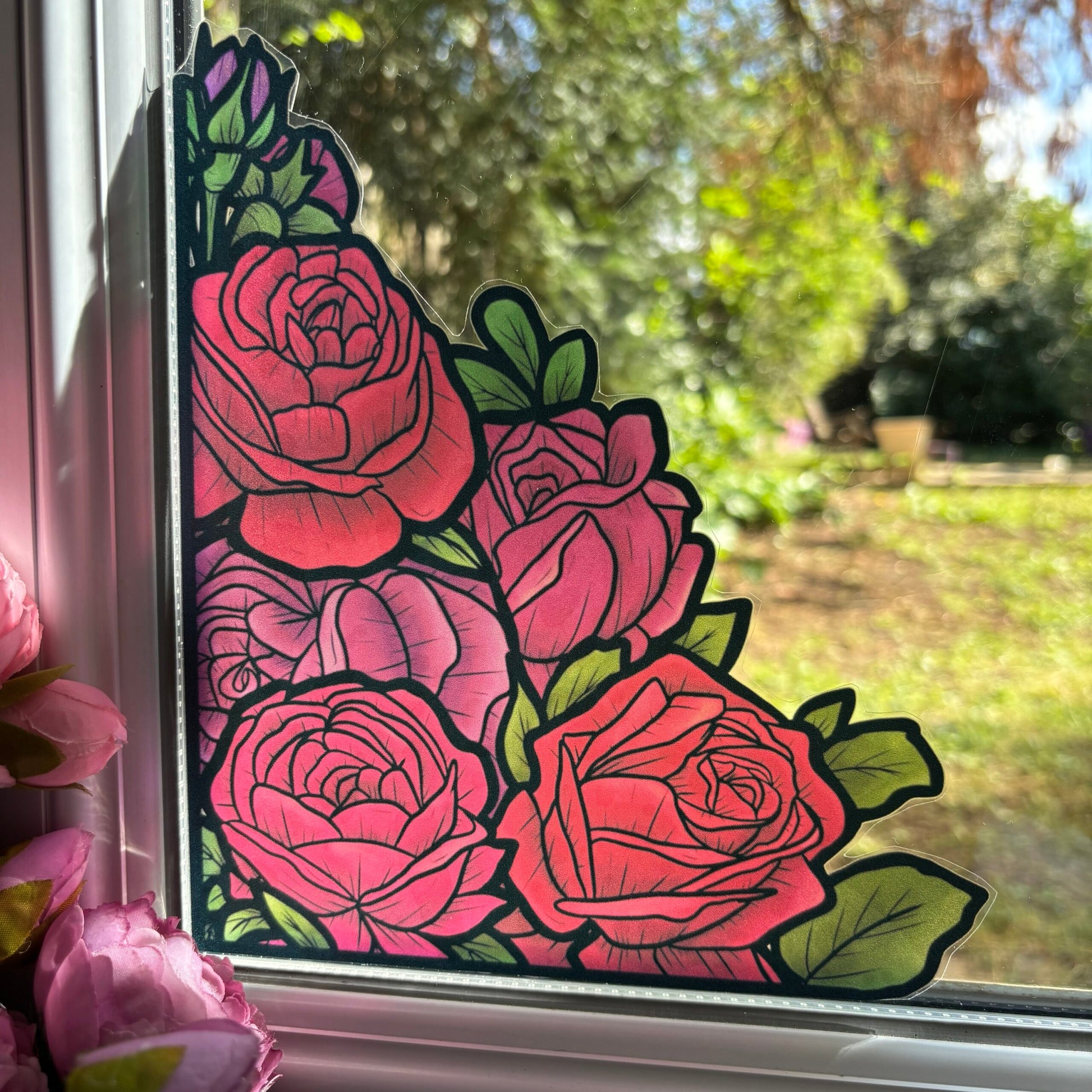 Du venin dans les roses. Sticker repositionnable. À assortir aux coins fleurs de cerisier. A4 à découper.