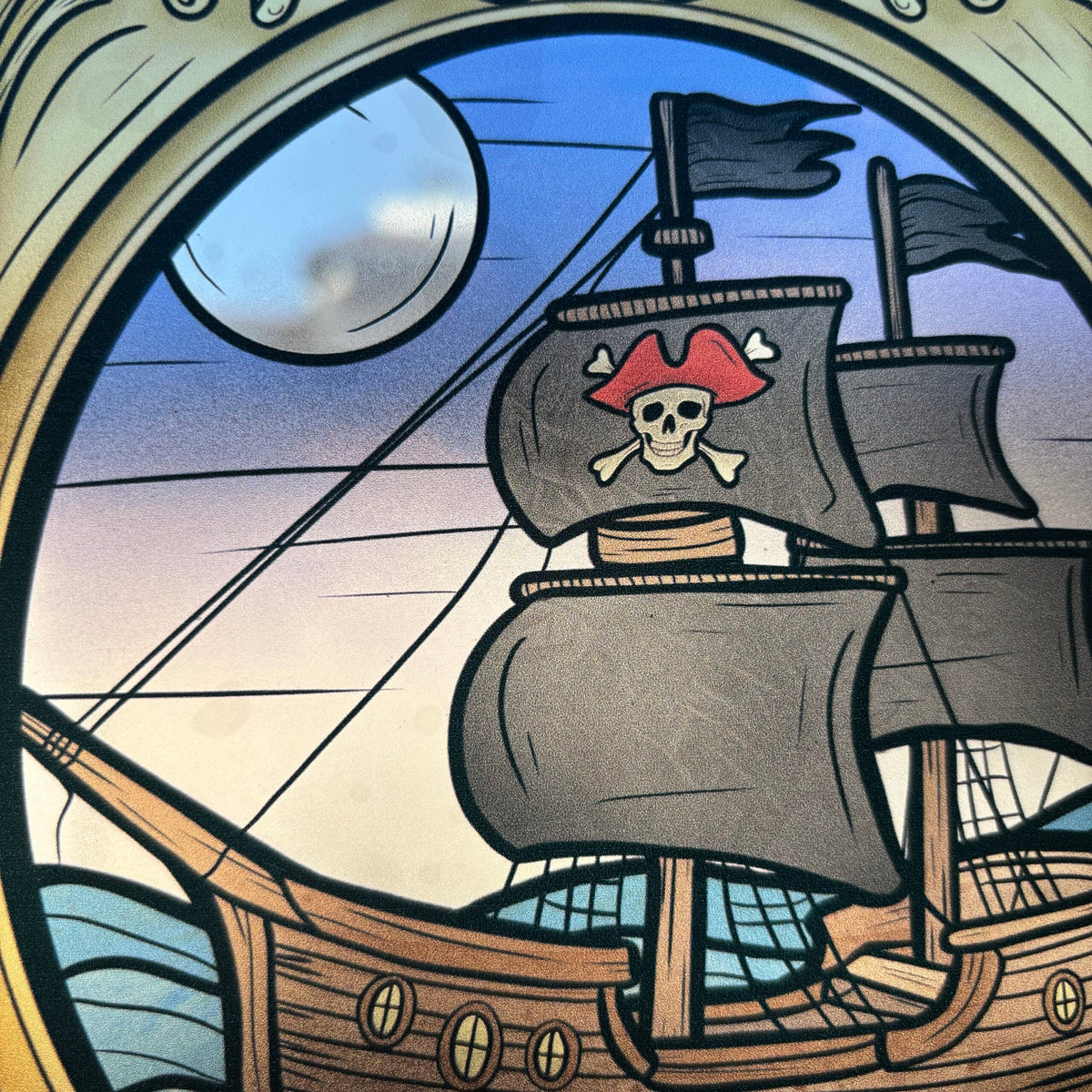 Bateau pirate. Stickers repositionnables. A4 à découper.