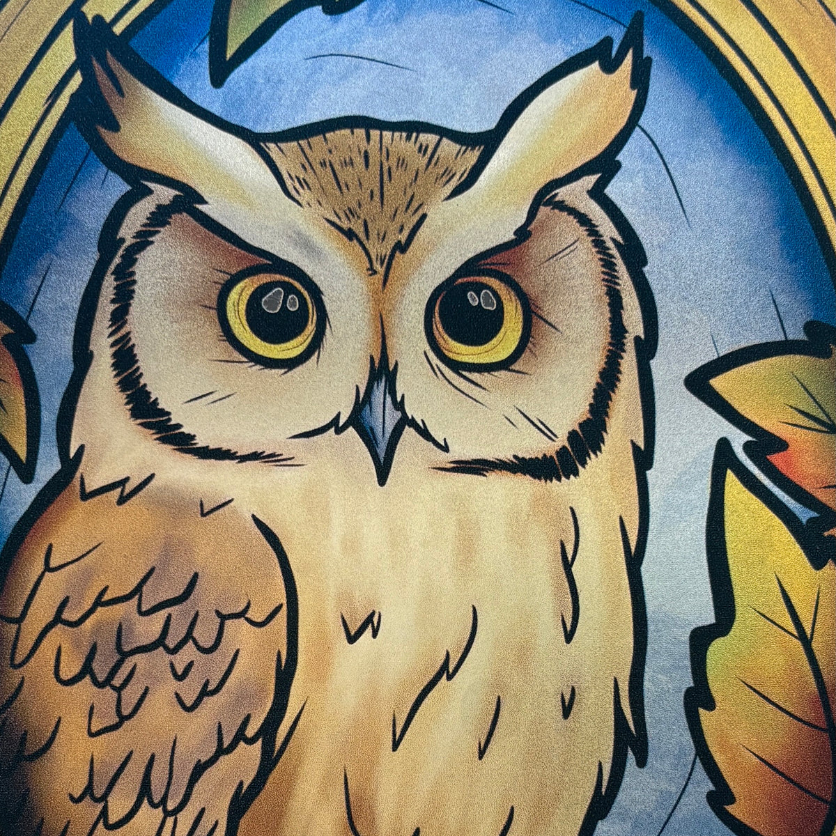 Médaillon automnal Hibou. Stickers repositionnables. A4 à découper.
