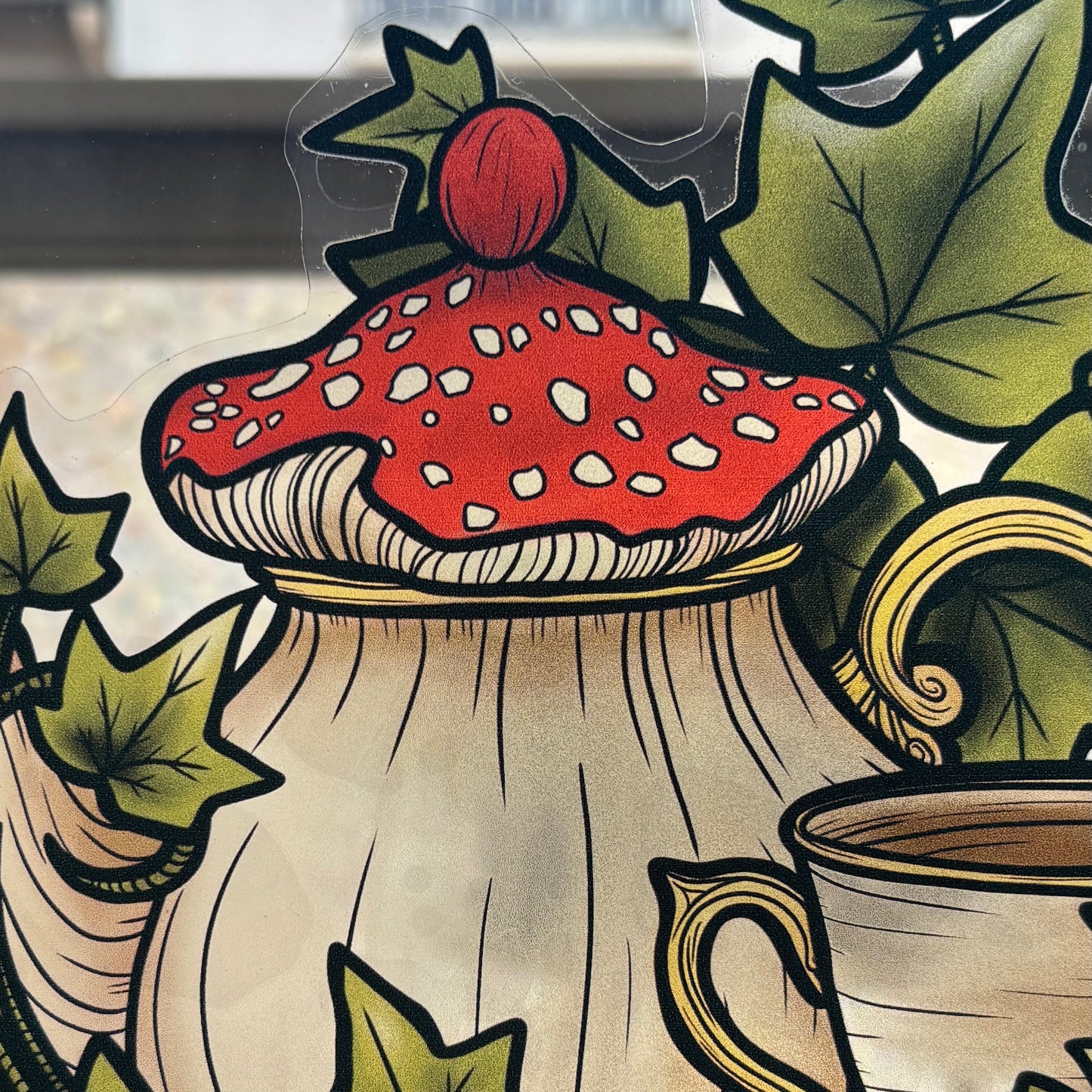 Thé aux Champignons. Stickers repositionnables. A4 à découper.