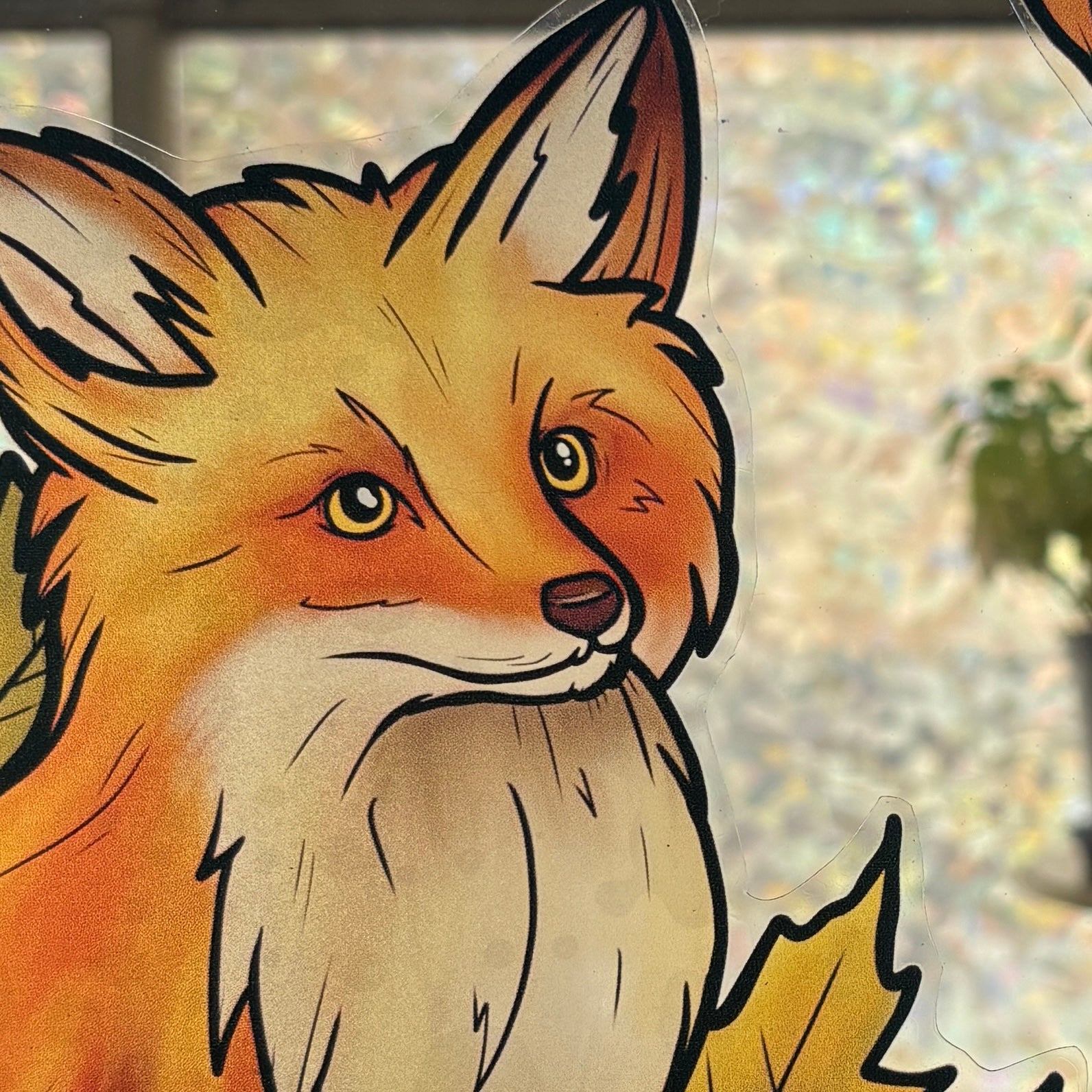 Renard d'automne. Stickers repositionnables. A4 à découper.