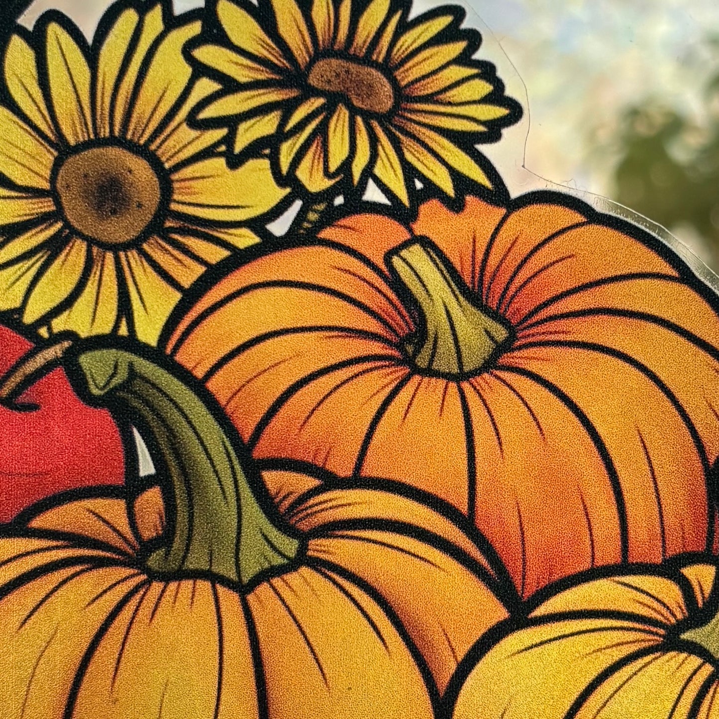 Citrouilles &amp; Fleurs (4 motifs). Stickers repositionnables. A4 à découper.