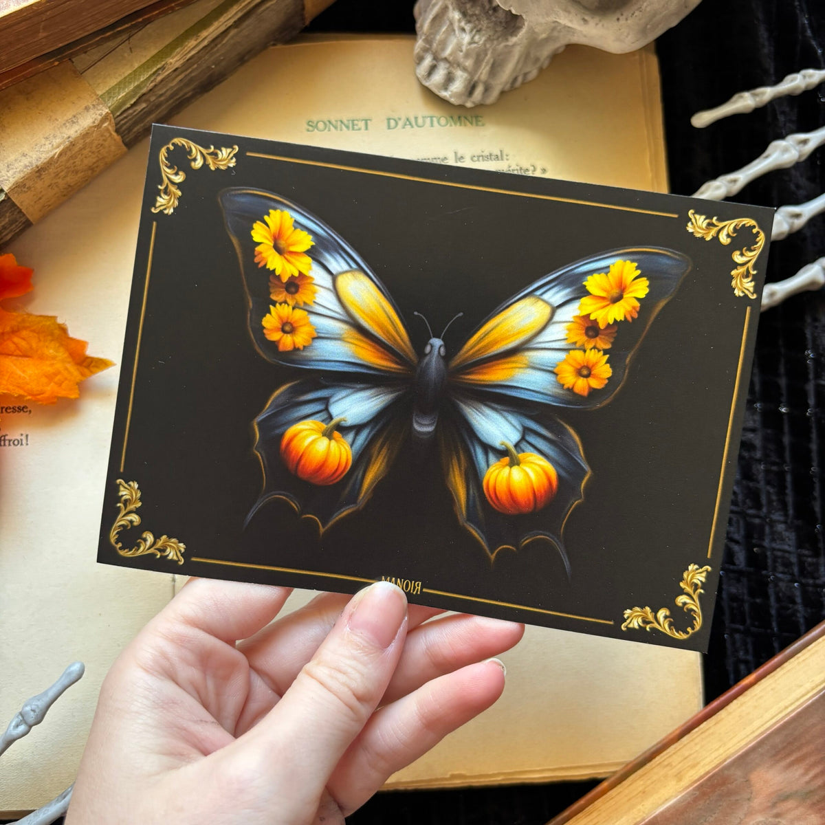 Papillon automne bleu. Impression A6