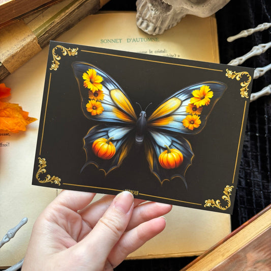 Papillon automne bleu. Impression A6