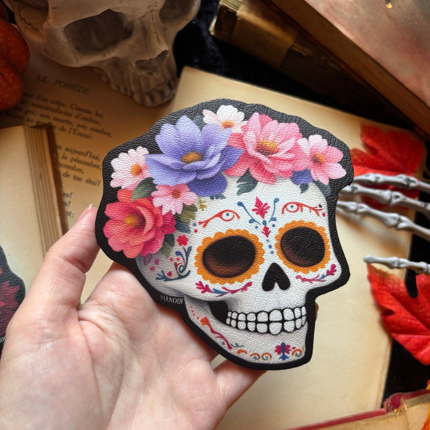 Sous Tasse. Famille Calaveras fleurie. Día de los Muertos