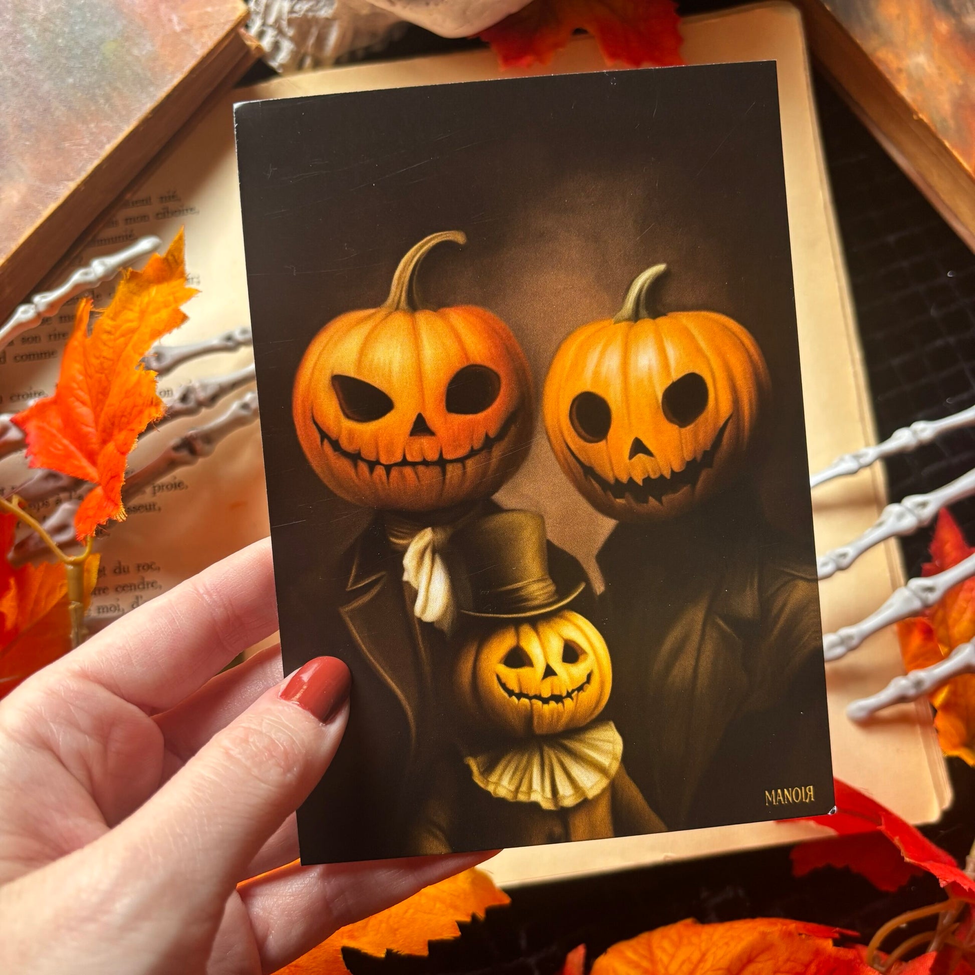 Portrait de famille. Illustration citrouilles. Impression A4 ou A6