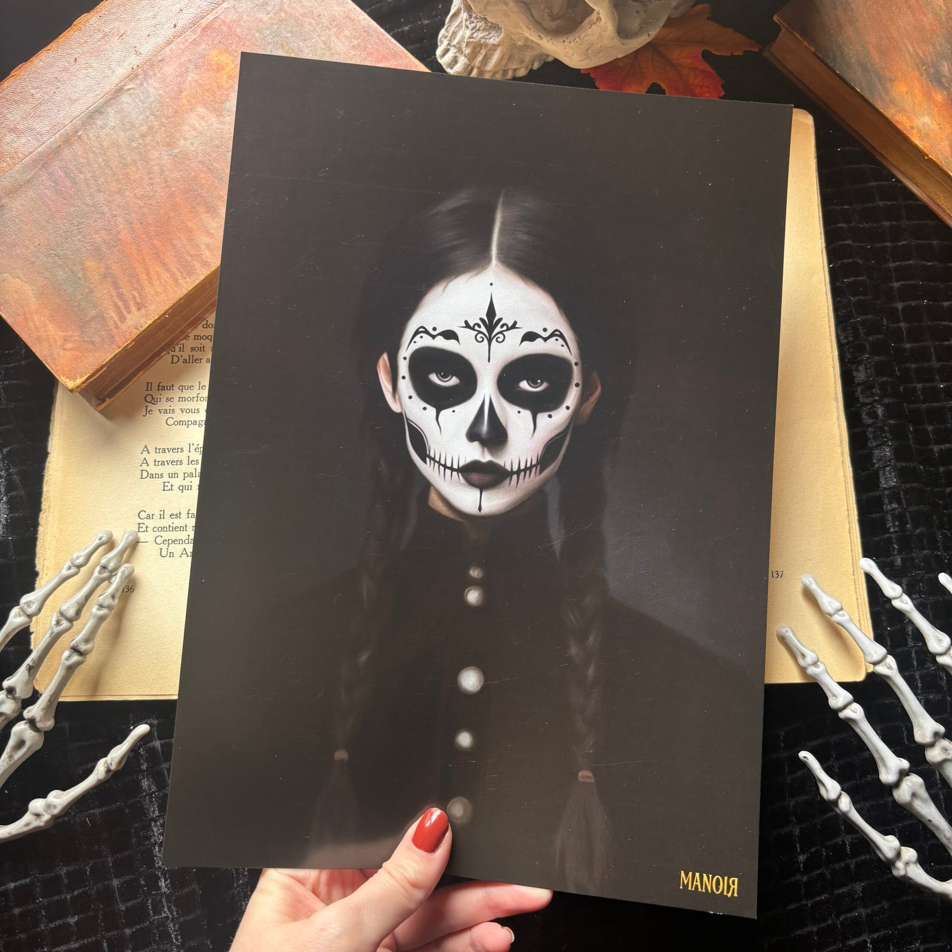 Mercredi. Illustration calavera gothique. Impression A4 ou A6