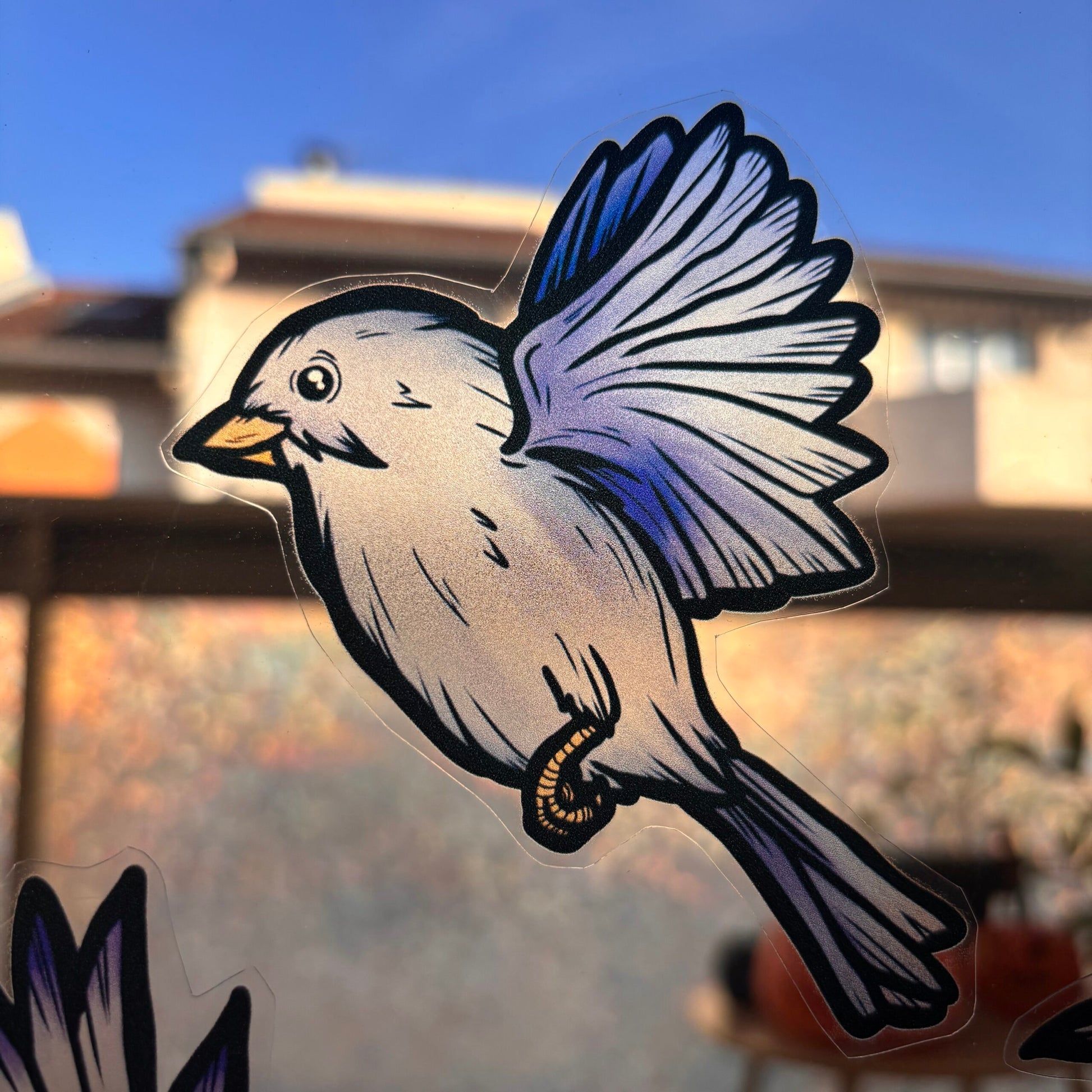 Un chant dans la neige. Stickers repositionnables. A4 à découper. Oiseaux d’hiver et branches de baies rouges