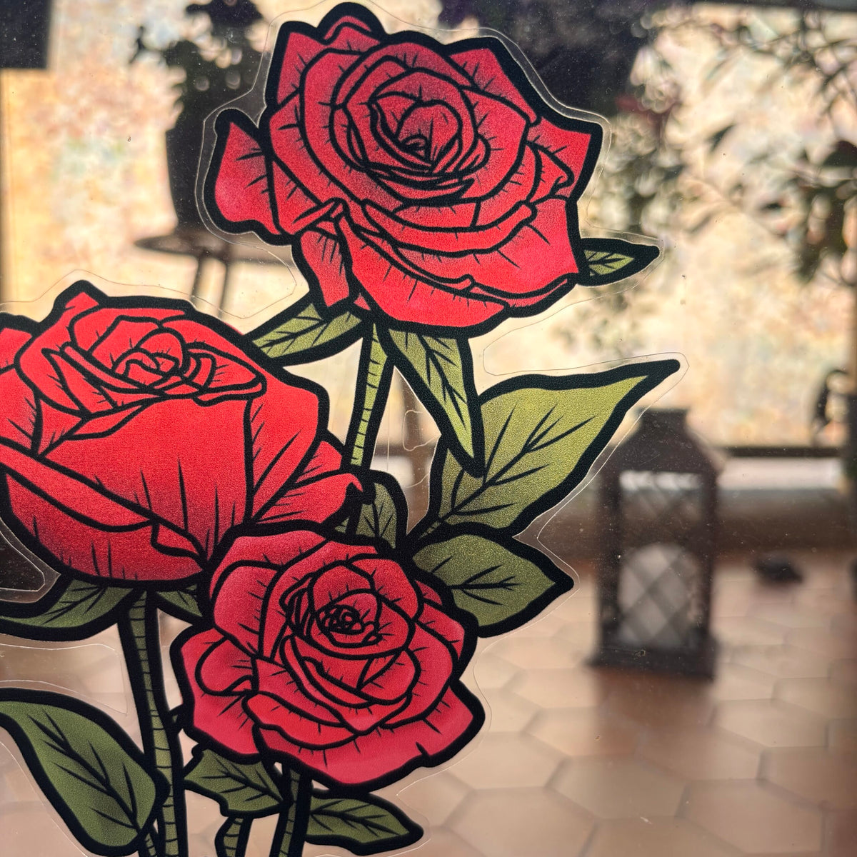 Parterre de roses. Stickers repositionnables. A4 à découper.